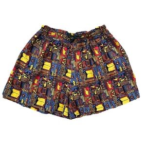 Vintage Live In Color 100% Cotton Baggy Abstract Bermuda Shorts